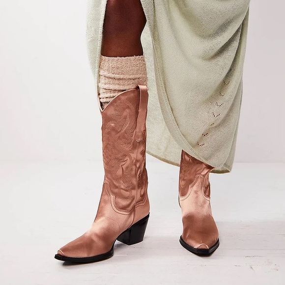 Jeffrey Campbell Free People Dagget Embroidered Satin Western Cowboy Boots | 10 - Picture 2 of 14